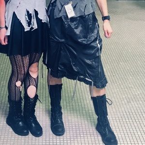 Motivo Italian sz 4-6 satin STEAMPUNK skirt rocker chick